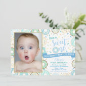 Donut Photo Anniversaire Invitation Garçon Sweet O (Debout devant)