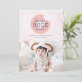 Donut Photo rose Carte de remerciements d'annivers (Debout devant)