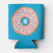 Donut Pink Frosted Sprinkle Leuk Donut Monogram Blikjeskoeler (Voorkant)