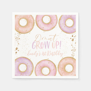 Donut Pink Gold 1ste verjaardag Napkins Donut groe Servet