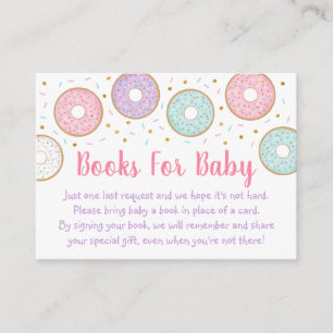 Donut Pink Gold Pastel Baby shower Book Request Informatiekaartje