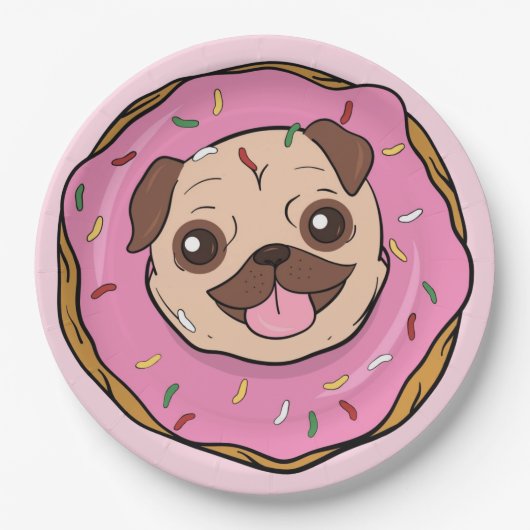 Donut Pug Papieren Bordje (Voorkant)