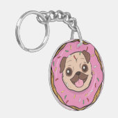 Donut Pug Sleutelhanger (Voorkant Links)