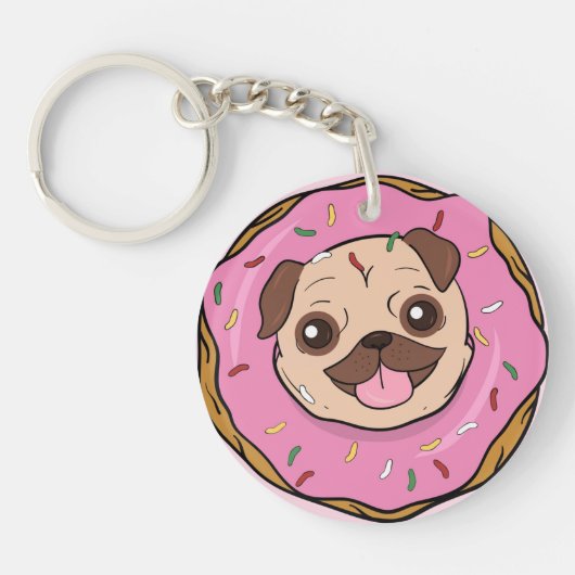 Donut Pug Sleutelhanger (Voorkant)
