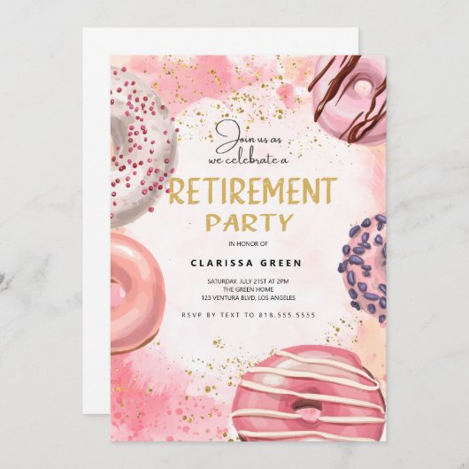 Donut RETRAITE party Invitation (Devant / Derrière)
