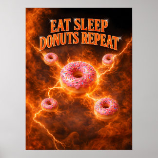 Donut Retro Neon Zoete Vibe Poster