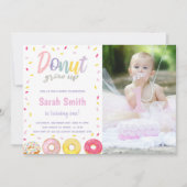 Donut rose violet Invitations d'anniversaire avec (Devant)