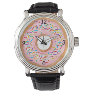 Donut Roze Bevroren Sprinkles Cute Food   Doughnut Horloge