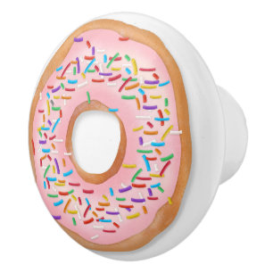 Donut Roze Bevroren Sprinkles Cute Food   Doughnut Keramische Knop