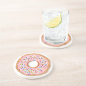 Donut Roze Bevroren Sprinkles Cute Food | Doughnut Zandsteen Onderzetter (Zijkant)