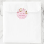 Donut | Roze Gingham Meisje Baby shower Dank u Ronde Sticker (Tas)