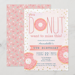 Donut Roze x Gouden Meisje Verjaardag Kaart