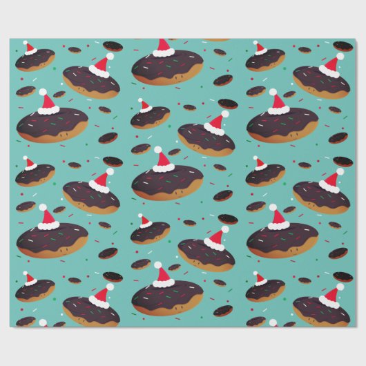 Donut Santa Hats Pattern Kerstmis Cadeaupapier (Vlak)