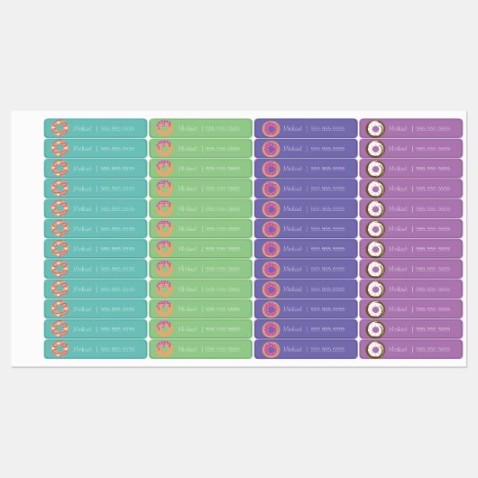 Donut School Class Lunch Nom Numéro Étiquette (Feuille)