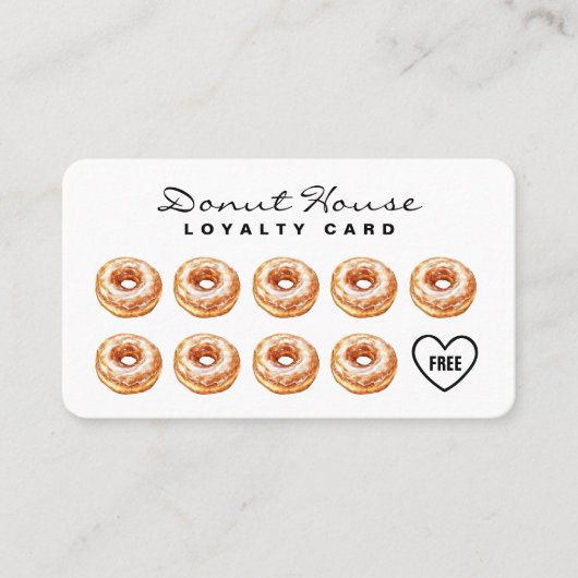 Donut Shop Bakery Cute QR Code Carte de fidélité (Devant)