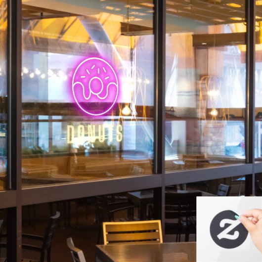 Donut Shop Neon Raamsticker (Restaurant Raam)