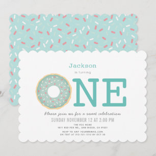 Donut Simple Mint Green Boy 1e verjaardag Kaart
