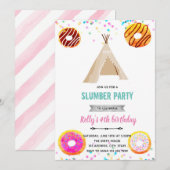 Donut slumber party-uitnodiging kaart (Voorkant / Achterkant)