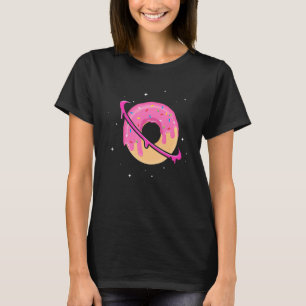 Donut Space Saturn Planet Dessert Humor Foodie T-shirt