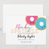 Donut Sprinkle Baby shower Blue Pink Twins Aankondiging (Voorkant / Achterkant)