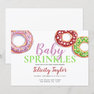 Donut Sprinkle Baby shower Pink Doughnut Kaart