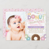 Donut Sprinkles Birthday Doughnut Party Invite Kaart (Voorkant / Achterkant)