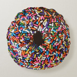 Donut Sprinkles Chocolate Icing Pillow Rond Kussen