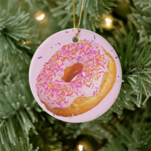 donut strooit roze ijscake zoete traktatie keramisch ornament