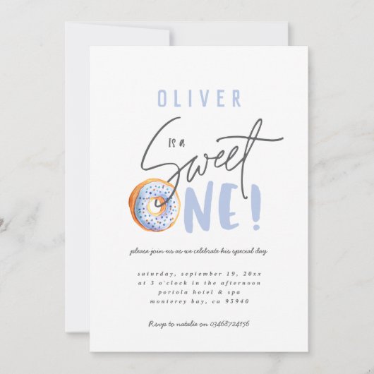 Donut sucré une invitation de 1er anniversaire (Devant)