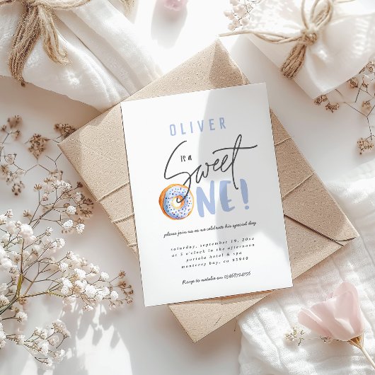 Donut sucré une invitation de 1er anniversaire