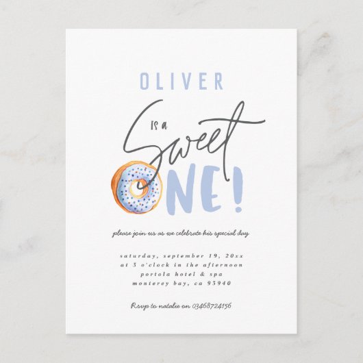Donut sucré une invitation de 1er anniversaire (Devant)