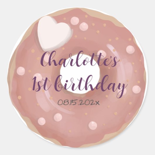 Donut Sweet Birthday Classic Round Sticker (Voorkant)