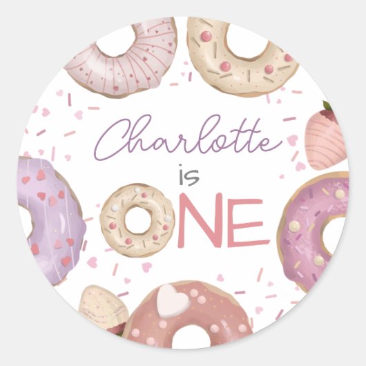 Donut Sweet Birthday Classic Round Sticker (Voorkant)