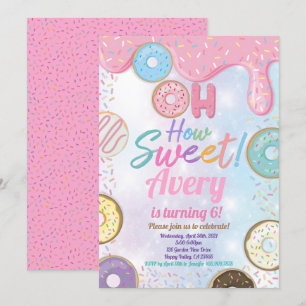 Donut Sweet Birthday Party Pink Pastel Girl Kaart
