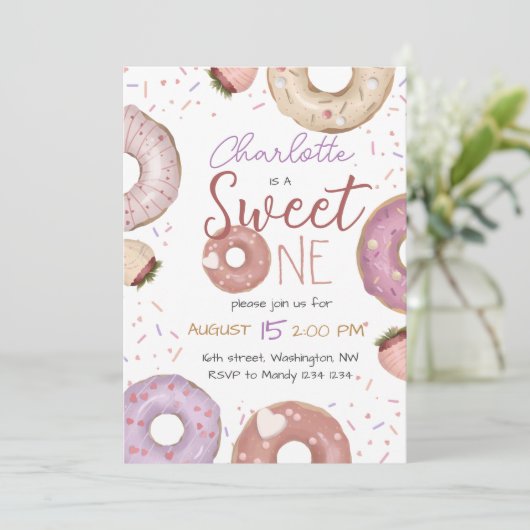 Donut Sweet Invitation d'anniversaire (Debout devant)