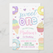 Donut Sweet One 1e verjaardag uitnodiging (Voorkant / Achterkant)