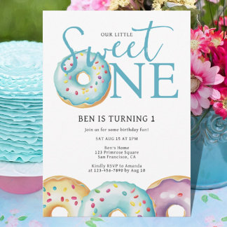Donut Sweet One 1st Birthday Party Invitation Kaart