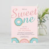 Donut Sweet One 1st Birthday Party Kaart (Staand voorkant)