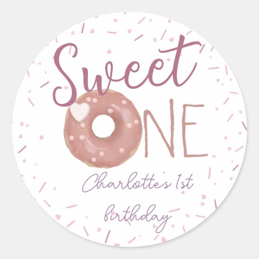 Donut Sweet One Birthday Sticker (Voorkant)