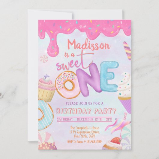Donut Sweet One Invitation (Devant)