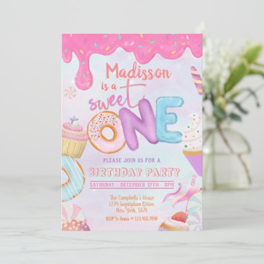 Donut Sweet One Invitation (Debout devant)
