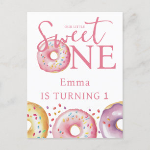 Donut Sweet One Roze 1e Verjaardagsfeestje Briefkaart