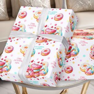Donut Sweet Schattigee Kleurrijke Roze Meisje Verj Cadeaupapier