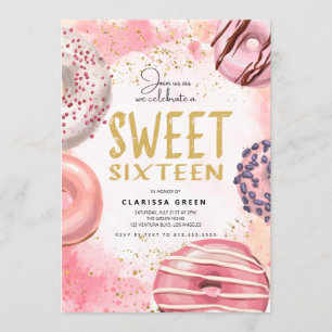 Donut Sweet Sixteen Uitnodiging