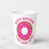 Donut thema Verjaardagsfeest aangepaste papieren b Papieren Bekers (Achterkant)