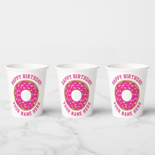 Donut thema Verjaardagsfeest aangepaste papieren b Papieren Bekers (Multi)