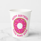 Donut thema Verjaardagsfeest aangepaste papieren b Papieren Bekers (Voorkant)