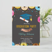 Donut Theme afstuderen uitnodiging (Staand voorkant)