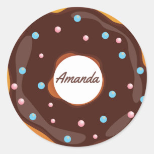Donut themed Birthday Party gepersonaliseerd Ronde Sticker