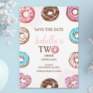 Donut Twee Zoete Meisjes Sprinkles 2e Verjaardag Save The Date